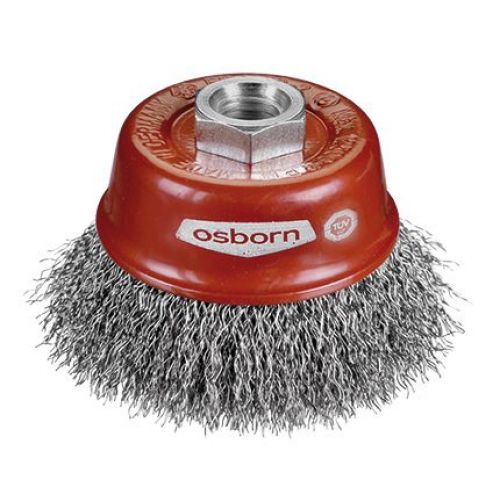 Osborn-2008613062-Cepillo taza acero latonado de alambre ondulado con tuerca M14 y filamento Ø 0.30 mm (75×23 )