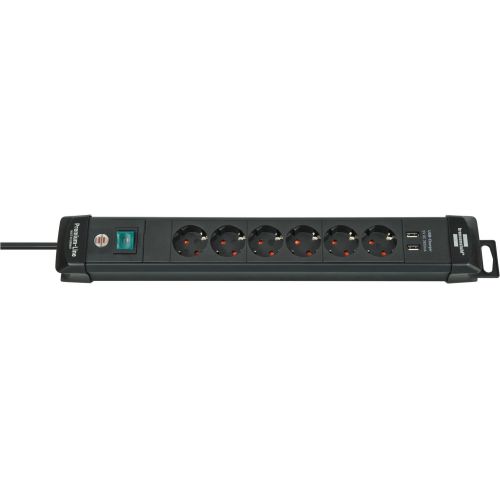Brennenstuhl-1951160602-Base múltiple Premium-Line con varias posibilidad de instalación y fijación (6 tomas + 2 puertos USB)